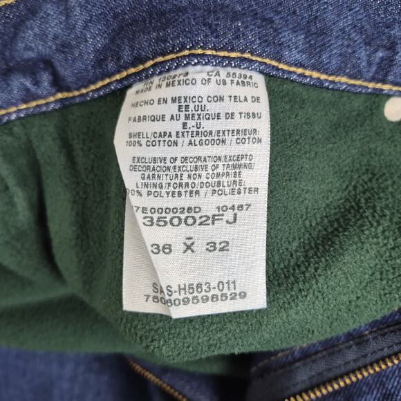 NWT Wrangler Jeans Mens 36x32 Blue Rugged Wear Green Fleece Lined Relaxed Fit - Picture 7 of 8